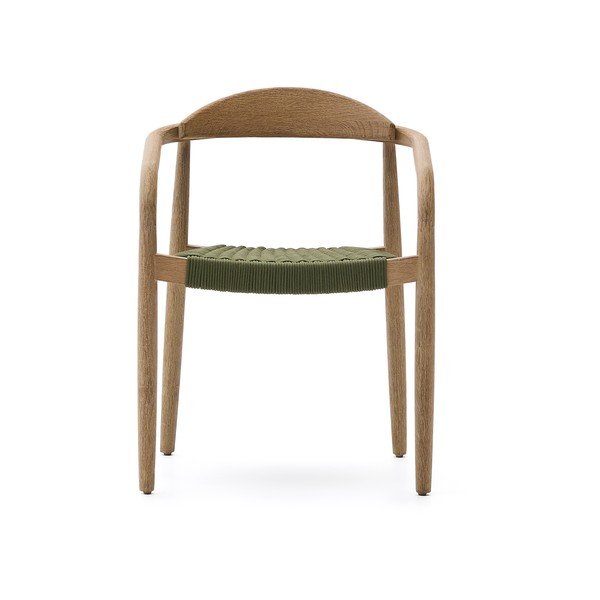 Zelené/v přírodní barvě dřevěné jídelní křeslo Nina – Kave Home-image-2