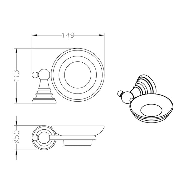 Nástěnná mosazná mýdlenka Sapho Diamond-image-3
