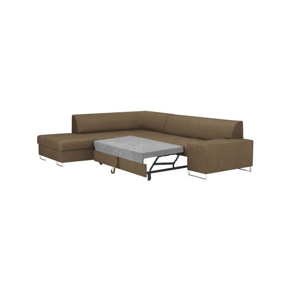 Světle hnědá rohová rozkládací pohovka s nohami ve stříbrné barvě Cosmopolitan Design Orlando, levý roh-image-4