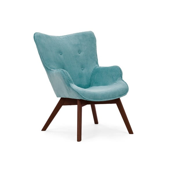 Tyrkysové manšestrové křeslo s podnožkou Niko – Ropez-image-4