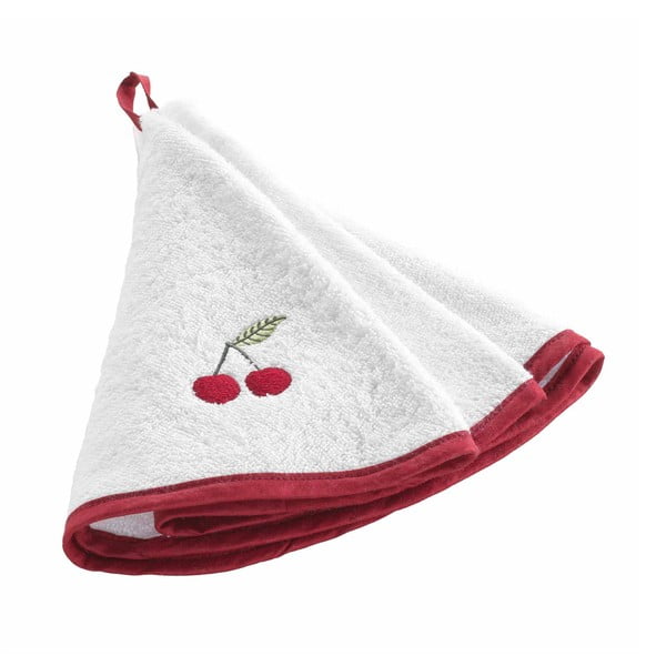 Červeno-bílý froté bavlněný ručník 60 cm Cerisette – douceur d'intérieur