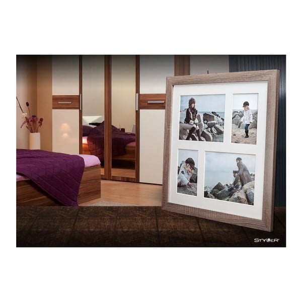 Hnědý rámeček na 4 fotografie Styler Narvik, 39 x 39 cm