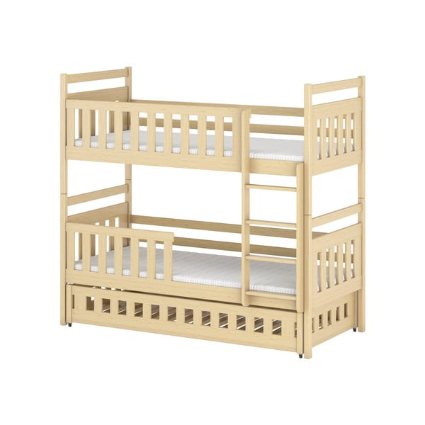 Patrová dětská postel z borovicového dřeva s výsuvným lůžkem 80x200 cm Oliwia - Lano Meble