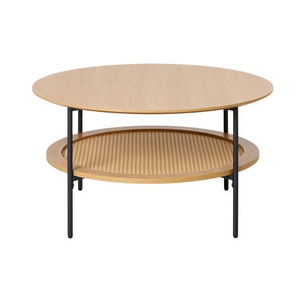Kulatý konferenční stolek v dekoru dubu v přírodní barvě ø 80 cm Pensacola – Unique Furniture-image-1