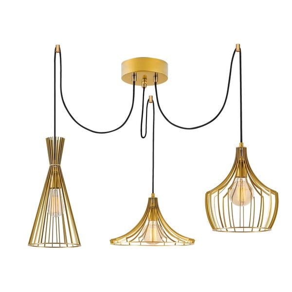 Závěsné svítidlo ve zlaté barvě s kovovým stínidlem Mezopotamya – Opviq lights-image-2