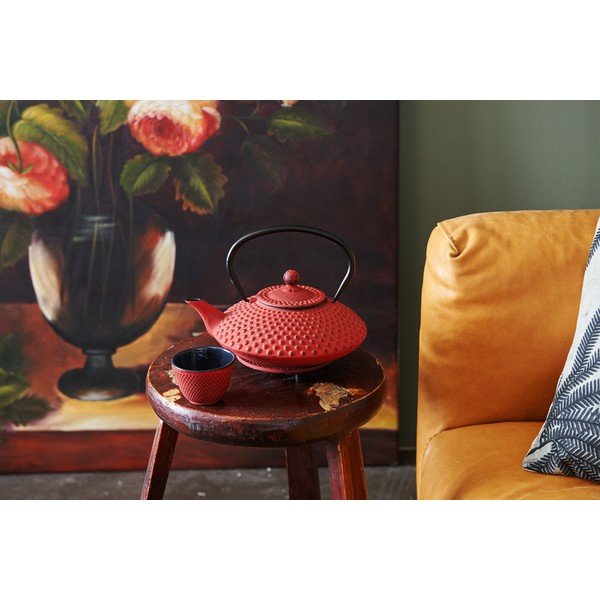 Červená litinová konvice se sítkem na sypaný čaj Bredemeijer Xilin, 1,25 l-image-1