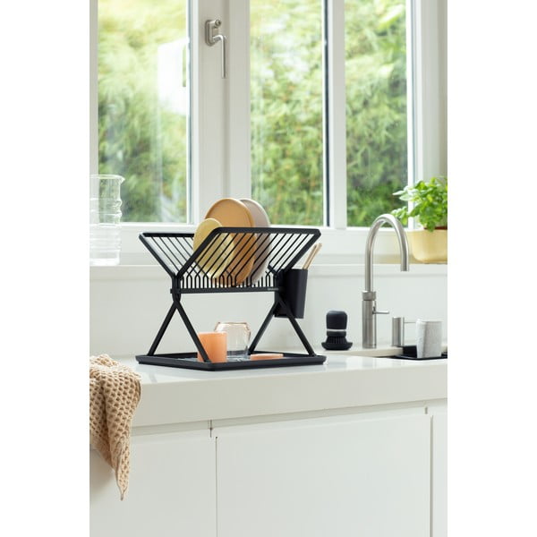 Tmavě šedý kovový dvoupatrový odkapávač 37x33 cm – Brabantia-image-1