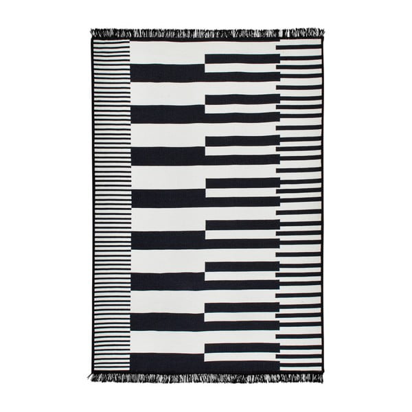 Černo-bílý oboustranný koberec Klotho, 140 x 215 cm
