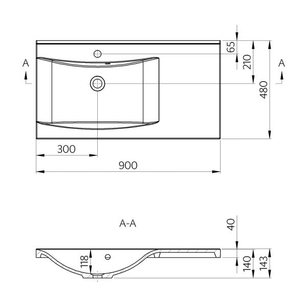 Bílé umyvadlo z litého mramoru 90x48 cm Luciola – Sapho-image-4