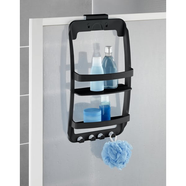 Černá závěsná/bez vrtání plastová koupelnová polička Universal – Wenko-image-1