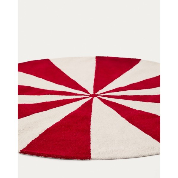 Červený/bílý dětský koberec s příměsí bavlny ø100 cm Wirla – Kave Home-image-3