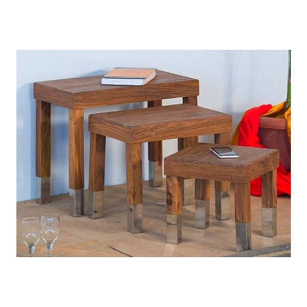 Sada 3 stoliček z palisandrového dřeva SOB Margao Rectangle
