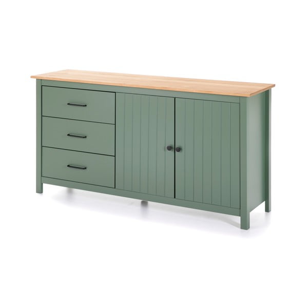Nízká komoda z borovicového dřeva v zeleno-přírodní barvě 150x80 cm Miranda – Marckeric-image-3