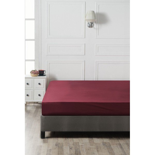 Vínové napínací bavlněné prostěradlo 140x200 cm – Mijolnir-image-2