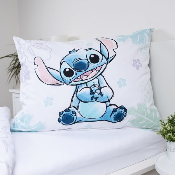 Bílé bavlněné dětské povlečení na jednolůžko 140x200 cm Lilo and Stitch "Ohana White" – Jerry Fabrics-image-3