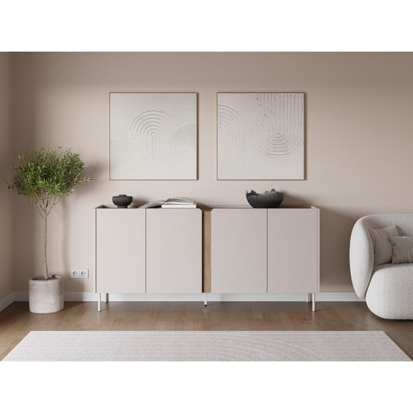 Komoda v dekoru dubu v krémovo-přírodní barvě 180x82x40 cm Lucile – Marckeric-image-1