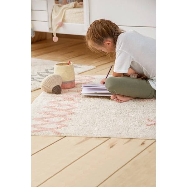 Růžovo-krémový pratelný ručně tkaný bavlněný koberec 120x160 cm Atlas Natural – Lorena Canals-image-1