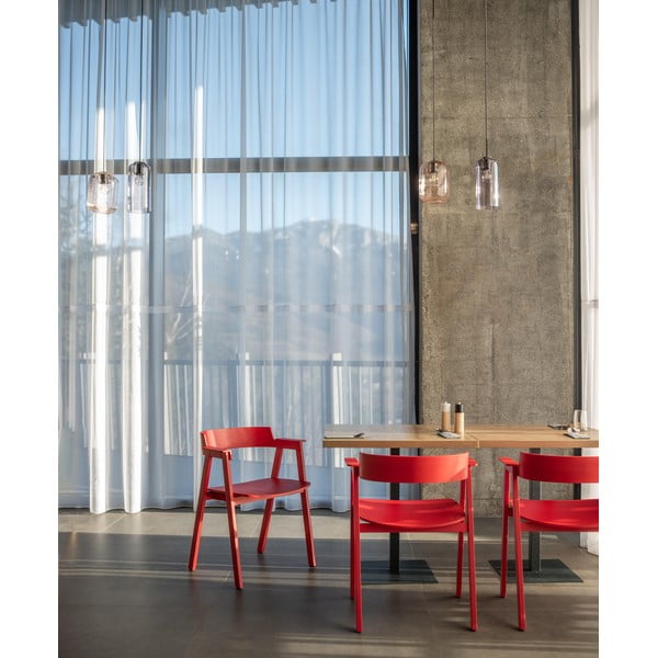 Červená jídelní židle s područkami z dubového dřeva Flip – Gazzda-image-3