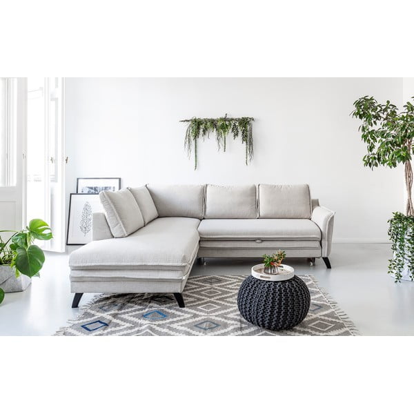 Světle béžová rozkládací rohová pohovka Miuform Charming Charlie L, levý roh-image-1