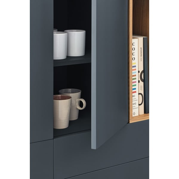 Tmavě šedá vysoká komoda 100x120 cm Corvo - Teulat-image-1