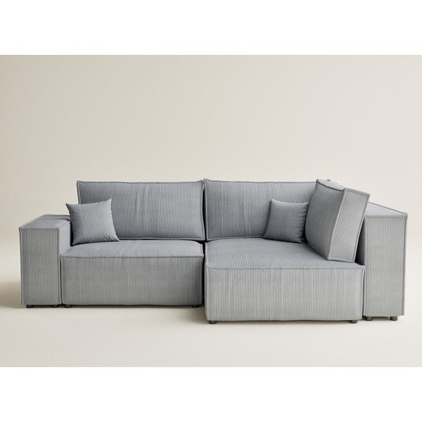 Šedá manšestrová rozkládací/s úložným prostorem rohová pohovka (pravý roh/do L) Tonga – Maison de Rêve-image-2