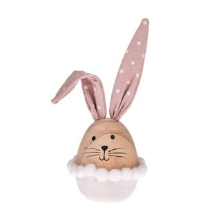 Růžovo-bílá dřevěná velikonoční dekorace Dakls Bunny