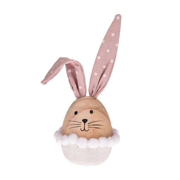Růžovo-bílá dřevěná velikonoční dekorace Dakls Bunny