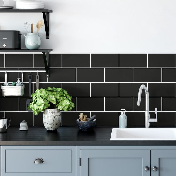 Sada samolepek na kachličky 30 ks 20x10 cm Subway Tiles Black – Ambiance-image-1