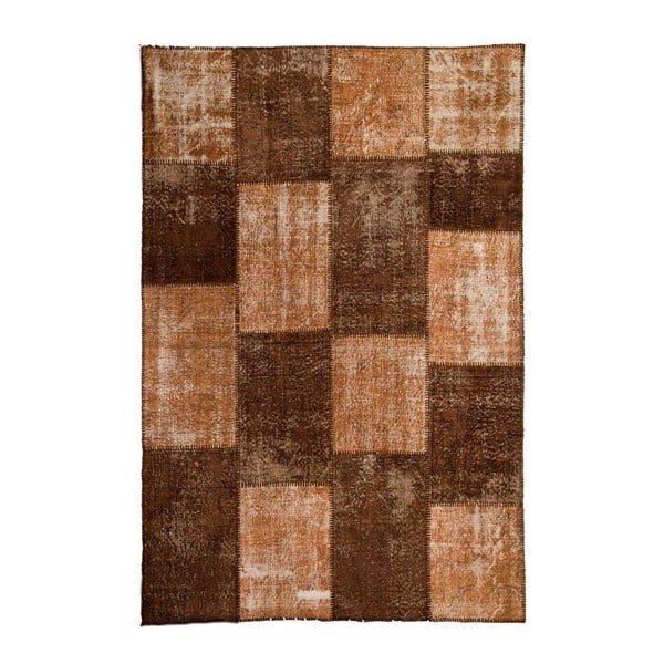 Vlněný koberec Allmode Patchwork Brown, 150x80 cm
