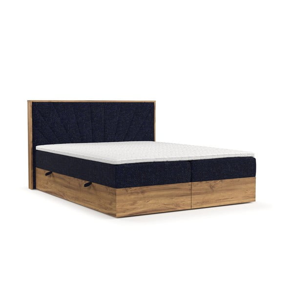 Boxspring postel s úložným prostorem v tmavě modro-přírodní barvě 160x200 cm Asahi – Maison de Rêve