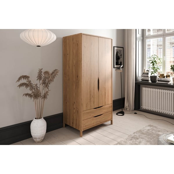Šatní skříň z dubového dřeva v přírodní barvě 96x188 cm Twig – The Beds-image-3