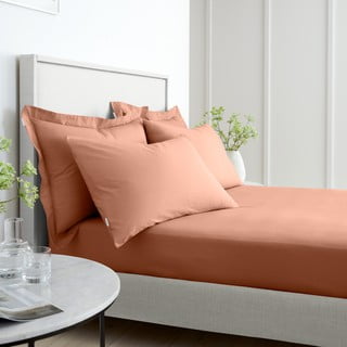 Napínací prostěradlo v terakotové barvě z bavlněného perkálu 185x200 cm Cotton Percale – Bianca