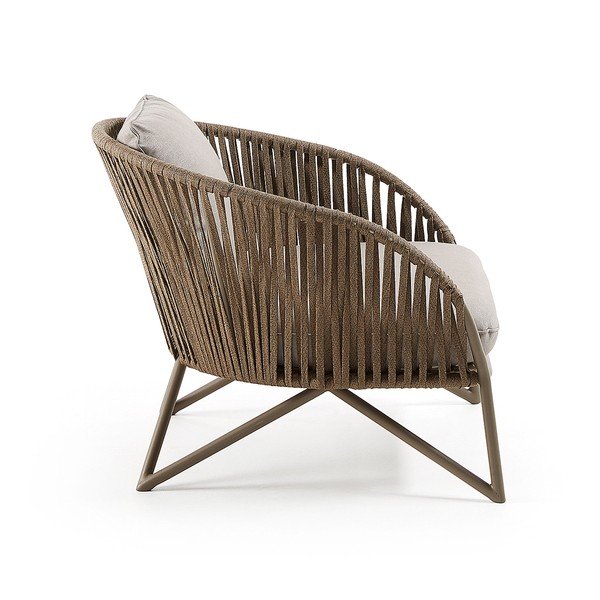 Světle šedé/hnědé kovové zahradní křeslo Branzie – Kave Home-image-2