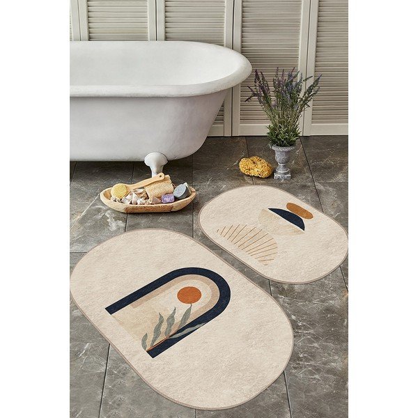 Béžové koupelnové předložky v sadě 2 ks 60x100 cm – Mila Home-image-2