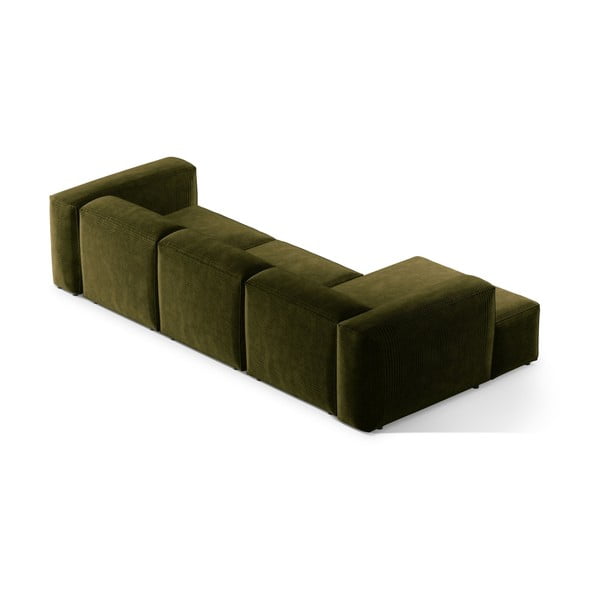 Zelená manšestrová rohová pohovka (levý roh/s lenoškou) Bergamo – Cosmopolitan Design-image-4