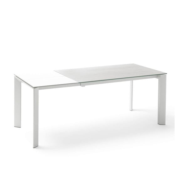 Šedo-bílý rozkládací jídelní stůl sømcasa Lisa Snow, délka 140/200 cm