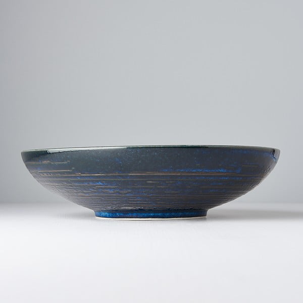 Modrá keramická servírovací mísa MIJ Copper Swirl, ø 28 cm-image-1