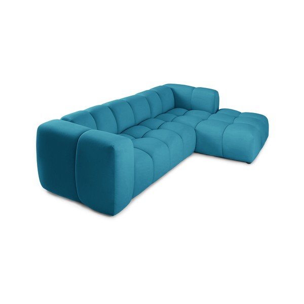 Tyrkysová sametová rohová pohovka (pravý roh/s lenoškou) Cube – Bonami Selection-image-3