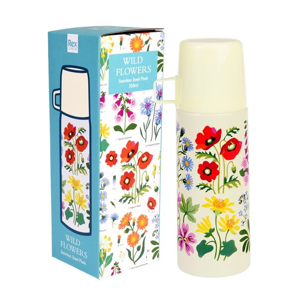 Krémová dětská termoska 350 ml Wild Flowers – Rex London-image-3