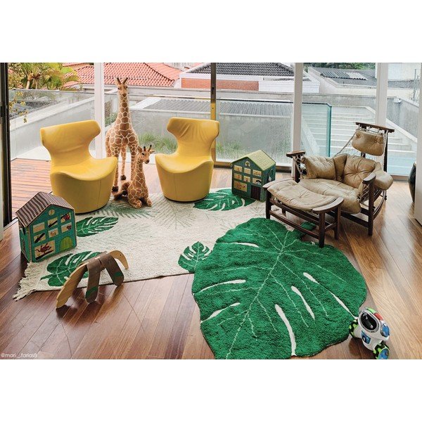 Tmavě zelený pratelný ručně tkaný bavlněný dětský koberec 120x180 cm Monstera Leaf – Lorena Canals-image-4