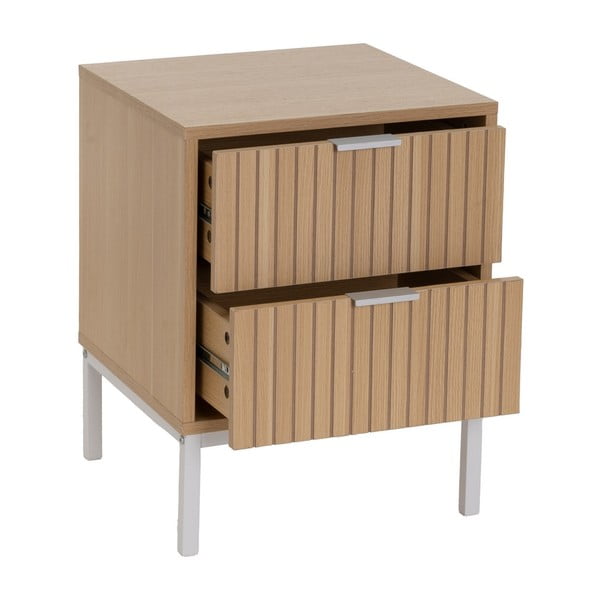 Noční stolek v dekoru dubu v přírodní barvě Mid-Lines – Casa Selección-image-1