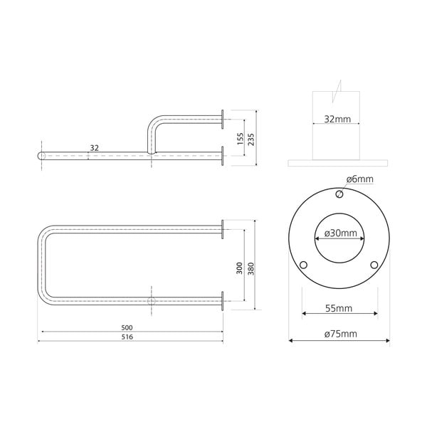 Nástěnné madlo do koupelny z nerezové oceli 52 cm Handicap Right – Sapho-image-2
