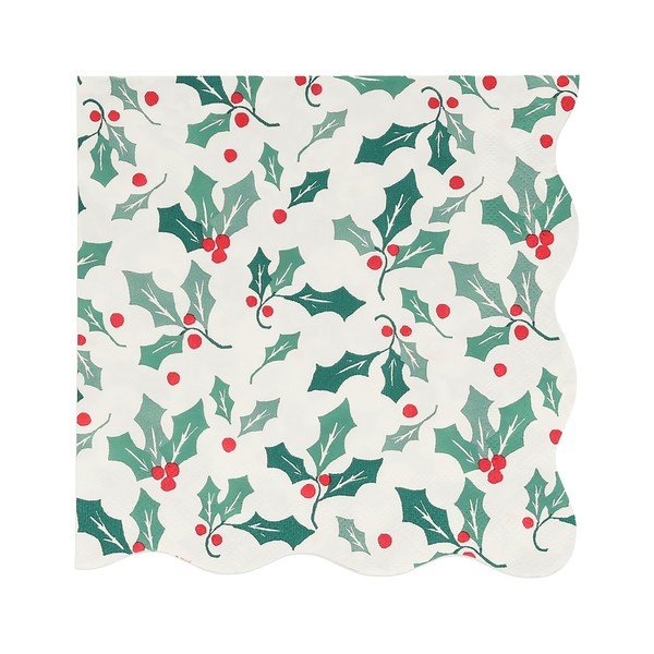 Papírové ubrousky v sadě 16 ks Holly Pattern – Meri Meri