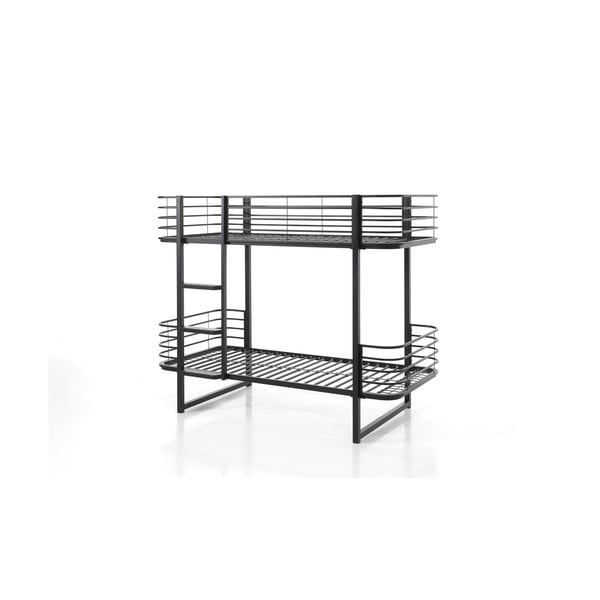 Černá kovová patrová dětská postel s roštem 90x200 cm Oscar – Vipack