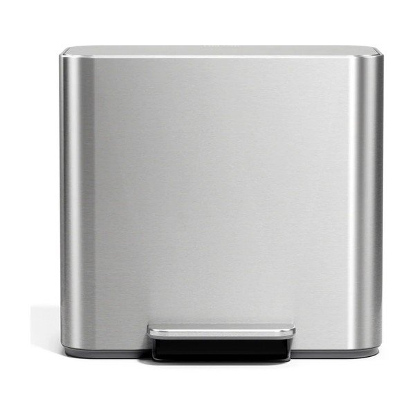 Odpadkový koš na tříděný odpad/nášlapný z nerezové oceli v matně stříbrné barvě 15 l Dual Mini – simplehuman-image-3