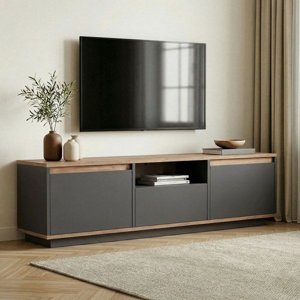 Antracitový TV stolek 160x42x30 cm Sentinel – Kalune Design-image-1