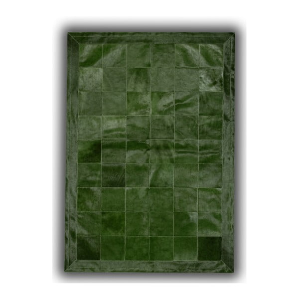 Zelený koberec z pravé kůže Pipsa Olive, 140x200 cm