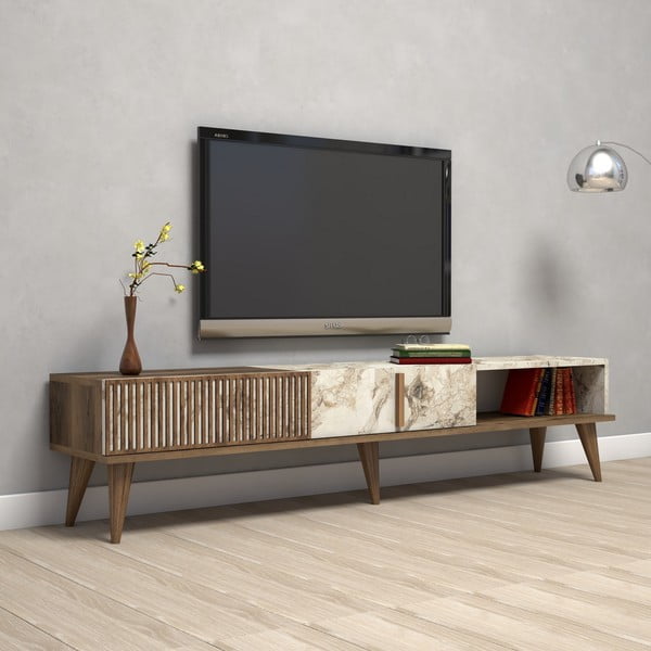 TV stolek v dekoru mramoru v přírodní barvě 180x40 cm Milan – Kalune Design-image-3