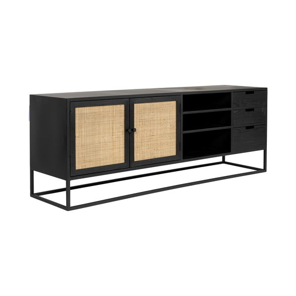 Černý ratanový TV stolek 38x55 cm Guuji – White Label-image-2