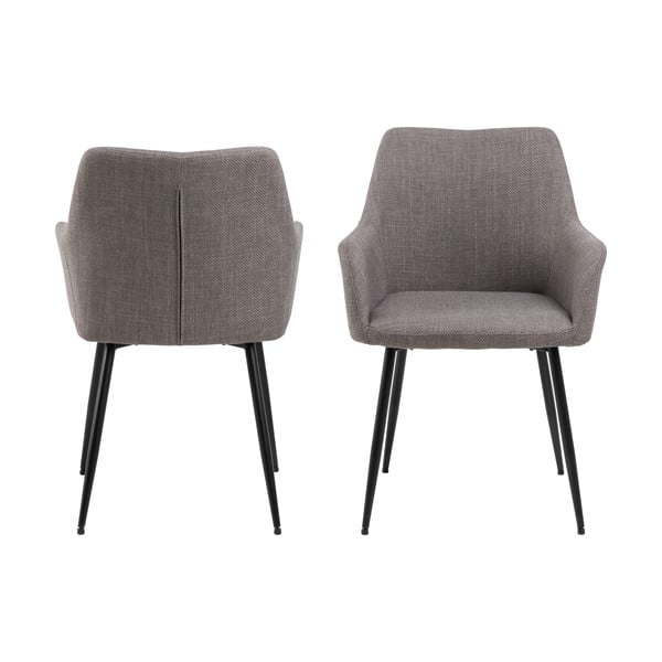 Světle šedá čalouněná jídelní křesla v sadě 2 ks s područkami Lizzy – Actona-image-2